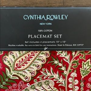 NEW Cynthia Rowley Set of 4 placemats & napkins